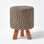 Homescapes Jute-Hocker rund 32x42 cm &ndash; Fu&szlig;hocker mit 3 Holzbeinen &...