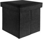 INTIRILIFE Faltbarer Sitzhocker 38x38x38 cm in Diamant SCHWARZ - Sitzw&uuml;rfel mit
