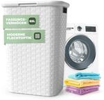 W&auml;schekorb mit Deckel Rattan - W&auml;schebox in Flechtoptik 65 L - W&auml;schesammler
