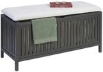 Relaxdays W&auml;schekorb zum Sitzen, Walnuss, gepolsterter Deckel, HBT: 50 x 100 x 38