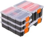 Relaxdays Sortierbox, 4er Set, 3 Gr&ouml;&szlig;en, 49 F&auml;cher, Kunststoff, Aufbewahrung