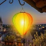 Spetebo Solar Hei&szlig;luftballon Lampe aus Nylon bunt zum H&auml;ngen gro&szlig; - 58 cm - LED