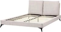 Beliani Polsterbett Cord beige Lattenrost 160 x 200 cm hohes Kopfteil...