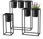 Spetebo Schwarze Metall Blumenst&auml;nder mit insgesamt 6 T&ouml;pfen - 3er Set -...