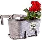 KADAX Blumenkasten 40 cm Karamell mit Halterungen & Untersetzer, Rattan-Optik &ndash;