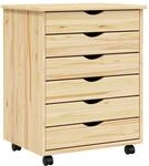 vidaXL Rollcontainer mit Schubladen Moss Klarlack 53 x 39 x 65,5 cm, Moderner