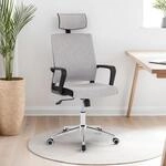 IDIMEX B&uuml;rodrehstuhl Herry mit Kopfst&uuml;tze und Armlehnen in grau. Ergonomischer