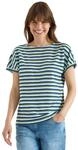 Damen Kurzarm Shirt mit Struktur und Streifen