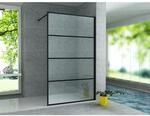 ALONI Walk In Dusche 120x200 cm - Duschwand mit schwarz mattem Rahmen und...