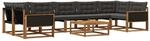 vidaXL Outdoor-Sofagarnitur mit Kissen 8 pcs Nat&uuml;rlich und Schwarz, Moderne