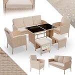 Juskys Gartenm&ouml;bel Set Polyrattan 6-teilig &ndash; Lounge M&ouml;bel Turin f&uuml;r 7...