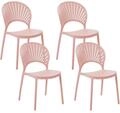 Beliani Esszimmerst&uuml;hle Kunststoff rosa 4er Set f&uuml;r den Innen- und...
