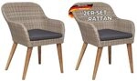 DELUKE Gartenstuhl Egos 2er Set Poly-Rattan 62,5x55x82 cm mit Polster Braun 