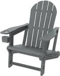 ML-Design Adirondack Loungestuhl mit Getr&auml;nkehalter, Grau, Gartenstuhl aus