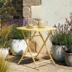 [en.casa] Gartentisch Sande Klapptisch 71 x 70 x 70 cm Balkontisch Stahl...
