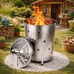 XL Feuertonne 75 Liter verzinkt Feuerschale Feuerfass aus Metall Gartenabfall