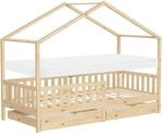 ML-Design Kinderbett Hausbett 90x200 cm Natur mit Matratze, Holzbett mit 2