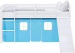 Homestyle4u Hochbett mit Rutsche Lattenrost 90x200 cm Wei&szlig;, Kinderbett aus Holz
