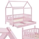 Juskys&reg; Kinderbett Marli 80 x 160 cm mit Matratze, Bettkasten, Rausfallschutz,