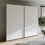 Forte Schach & MATT 2 wei&szlig;er Kleiderschrank 220, moderner Schwebet&uuml;renschrank mit