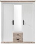 Furn.Design Kleiderschrank in wei&szlig; Pinie und Oslo Pinie Landhaus Dreht&uuml;renschrank