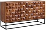 FineBuy Sideboard Sheesham Massivholz 145 cm mit 2 T&uuml;ren & 3 Schubladen - Massive