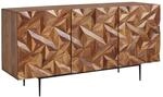FineBuy Sideboard Sheesham Massivholz 145 cm mit 3 T&uuml;ren - Massive Retro...
