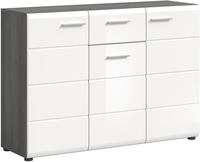 xonox.Home - Kommode Salsa 120x85x37 cm in Front wei&szlig; Hochglanz MDF Tiefzieh Korpus