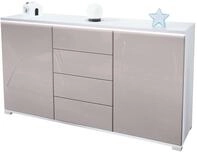 Vladon Sideboard Faro V1 - Kommode mit 2 T&uuml;ren & 4 Schubladen, Schrank mit LED