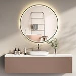 HOKO Design Badspiegel rund 80 cm Amsterdam mit Energiesparend LED Beleuchtung...