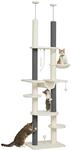 PawHut Kratzbaum Deckenhoch 225-255 cm H&ouml;henverstellbar Katzenturm mit 7...