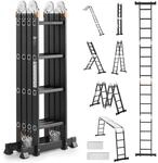 VEVOR Mehrzweckleiter, 7-in-1-Multifunktionsleiter, A-Rahmen mit 4 Stufen und