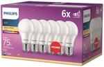 Philips LED Classic E27 6-er Pack (75 W), Matte LED mit Warmwei&szlig;em Licht,