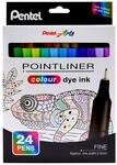 Pentel Pointliner colour S40 Fineliner - dye ink, 0.4 mm, 24er Set - farblich