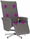 vidaXL Massagesessel mit Fu&szlig;teil Grau Kunstleder