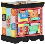 vidaXL Nachttisch Mehrfarbig 40 x 35 x 45 cm Massivholz Mango, Stylischer Nachttisch,