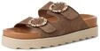 Tamaris Damen Fu&szlig;bett Pantolette Leder flach, braun, 36 EU