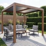 Pergola HWC-L46, Gartenpavillon Lamellen-Pavillon, 10cm-Aluminium-Gestell,...