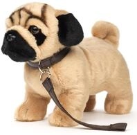 Uni-Toys - Eco-Line - Mops, stehend (mit Leine) - 26 cm (L&auml;nge) - Pl&uuml;sch-Hund -
