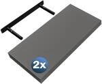 Casaria&reg; 2X Wandregal Holz Grau Regal mit Halterung 15kg Tragkraft H&auml;ngeregal