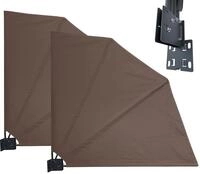 QUICK STAR 2 St&uuml;ck Balkonf&auml;cher 140 x 140 cm Beigegrau, Easy Mount Wandplatte,