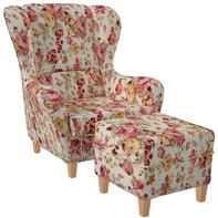 Supellex Ohrensessel &raquo;Sofia&laquo;, Design Pfingstrose, rot, beige (Design-Nr.:...