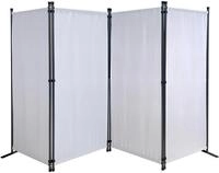 QUICK STAR Paravent 4 Teilig 165 x 220 cm Wei&szlig; - Garten & Balkon Sichtschutz