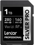 Lexar Silver PRO SD Karte 1TB, UHS-II SD Speicherkarte, V60, U3, C10, bis zu 280MB/s