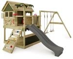FATMOOSE Spielturm Kletterger&uuml;st TikaTaka Town XXL mit Schaukel & anthraziter
