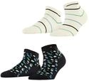 ESPRIT Damen Sneakersocken Flowers & Stripes 2-Pack W Sn Baumwolle kurz gemustert 2