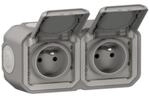 LEGRAND Wasserdichte Doppelsteckdose IP55 mit Erde Plexo &ndash; Steckdose 2P + T 16 A