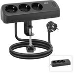 Tischsteckdose mit USB C, PD 30W Schreibtisch Steckdosenleiste, 3 Fach