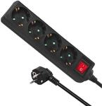 Maclean MCE196G 4-Fach Steckdosenleiste 3m mit Schalter Mehrfach Steckdosen Stecker