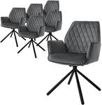 ML-Design Esszimmerst&uuml;hle 6er Set Samt Anthrazit, Wohnzimmerstuhl mit Arm- und